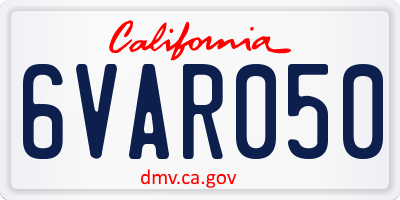 CA license plate 6VAR050