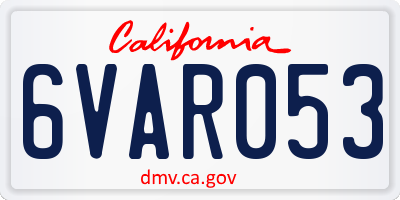 CA license plate 6VAR053