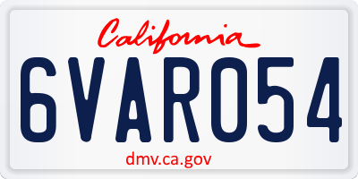 CA license plate 6VAR054