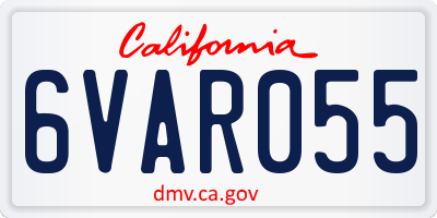 CA license plate 6VAR055