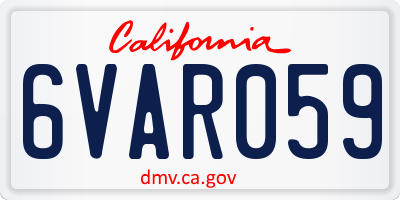 CA license plate 6VAR059