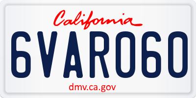 CA license plate 6VAR060