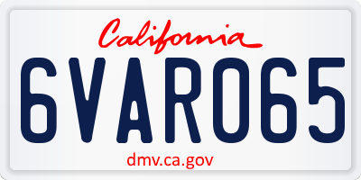 CA license plate 6VAR065