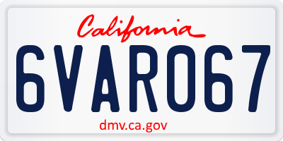 CA license plate 6VAR067