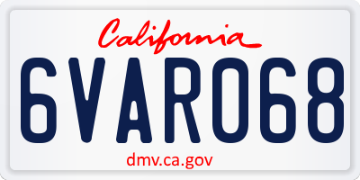 CA license plate 6VAR068