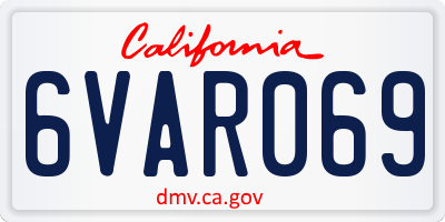 CA license plate 6VAR069