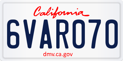 CA license plate 6VAR070