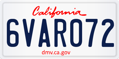 CA license plate 6VAR072