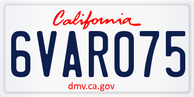CA license plate 6VAR075
