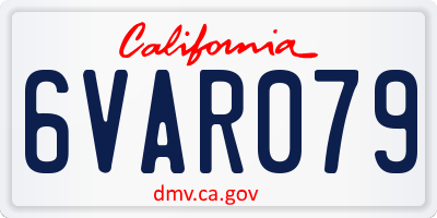 CA license plate 6VAR079