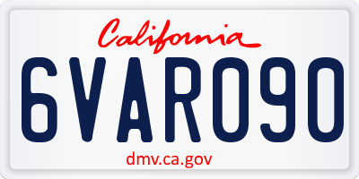 CA license plate 6VAR090