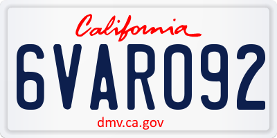 CA license plate 6VAR092
