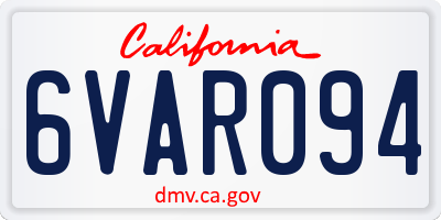 CA license plate 6VAR094