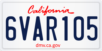 CA license plate 6VAR105