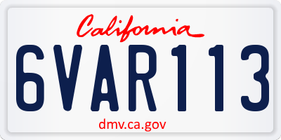CA license plate 6VAR113