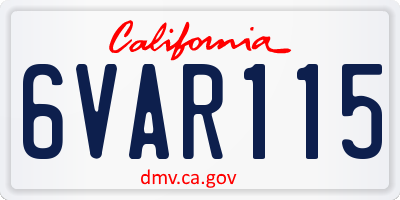 CA license plate 6VAR115