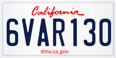 CA license plate 6VAR130