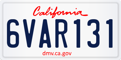 CA license plate 6VAR131