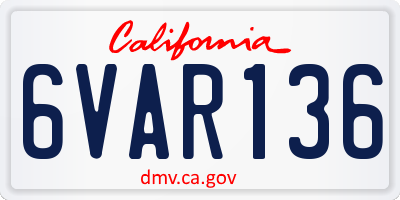 CA license plate 6VAR136