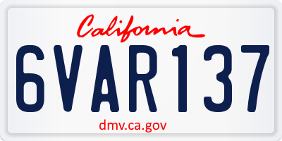 CA license plate 6VAR137