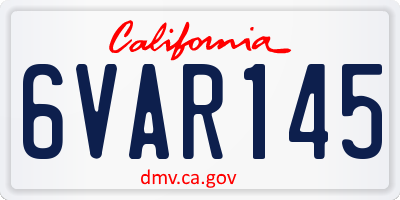 CA license plate 6VAR145