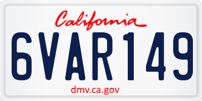CA license plate 6VAR149