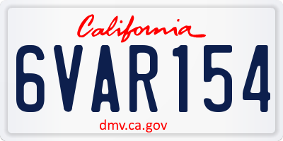 CA license plate 6VAR154