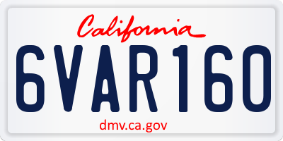 CA license plate 6VAR160
