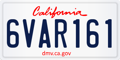 CA license plate 6VAR161