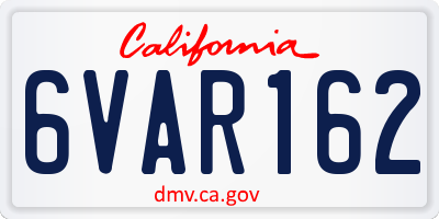 CA license plate 6VAR162
