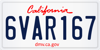 CA license plate 6VAR167