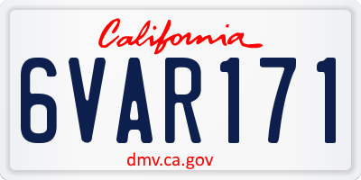 CA license plate 6VAR171