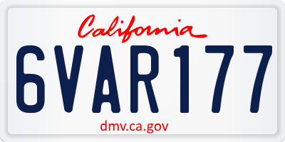 CA license plate 6VAR177