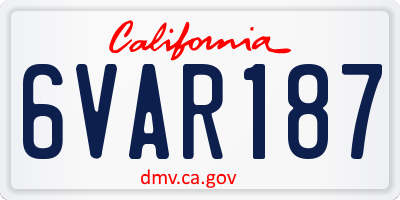 CA license plate 6VAR187