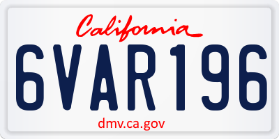 CA license plate 6VAR196