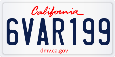 CA license plate 6VAR199