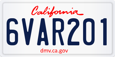 CA license plate 6VAR201
