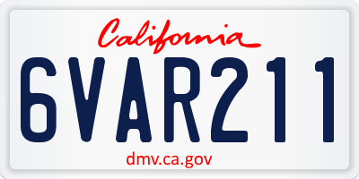 CA license plate 6VAR211