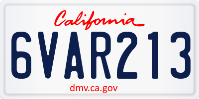 CA license plate 6VAR213