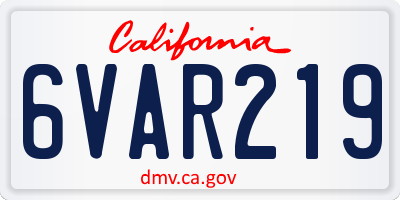 CA license plate 6VAR219