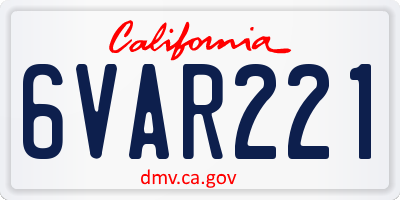 CA license plate 6VAR221