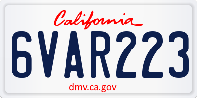 CA license plate 6VAR223