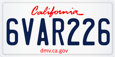 CA license plate 6VAR226
