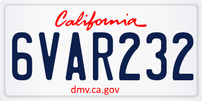 CA license plate 6VAR232