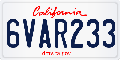 CA license plate 6VAR233