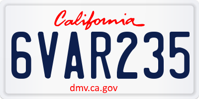 CA license plate 6VAR235