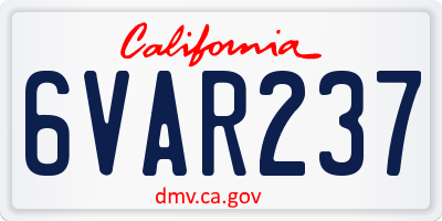 CA license plate 6VAR237