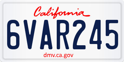 CA license plate 6VAR245