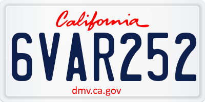 CA license plate 6VAR252