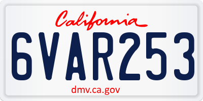 CA license plate 6VAR253